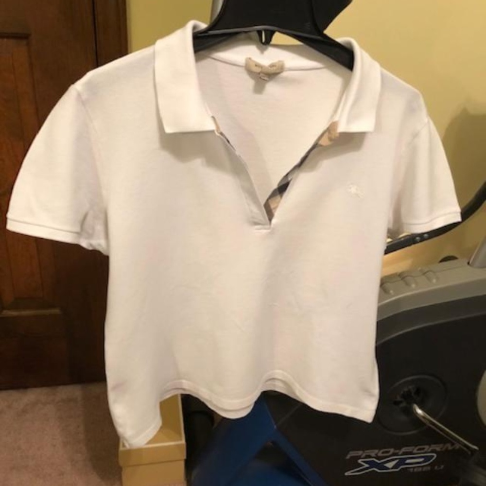 Burberry Women's Off White Ivory Polo Shirt XL
